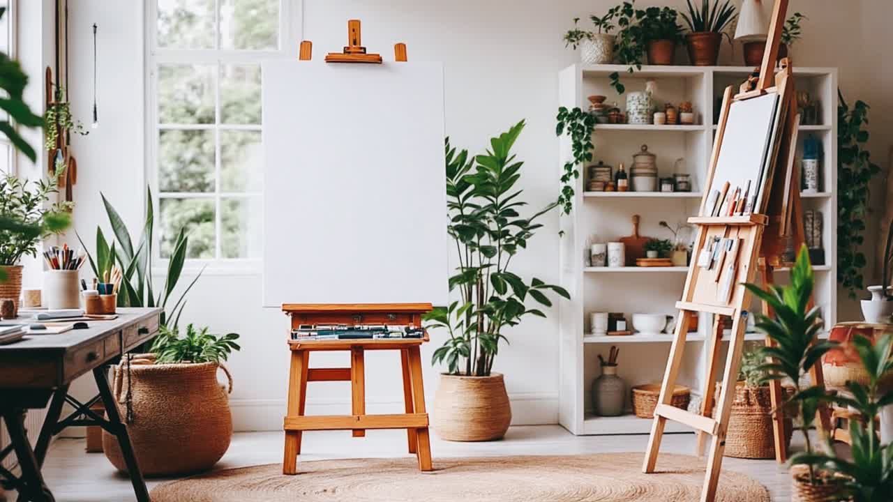 Cozy Artist Studio with Plants and Natural Light
