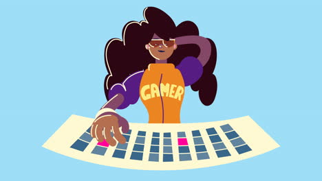 young afro woman gamer character