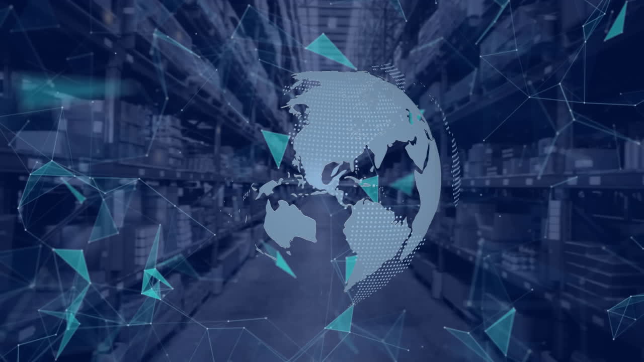 창고를 통한 연결을 가진 지구의 애니메이션