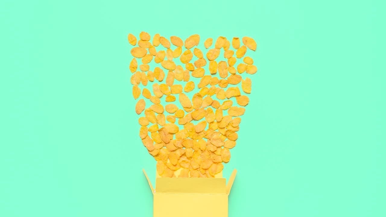 옥수수 플레이크 스 모션 애니메이션 옥수스 시리얼  뷰