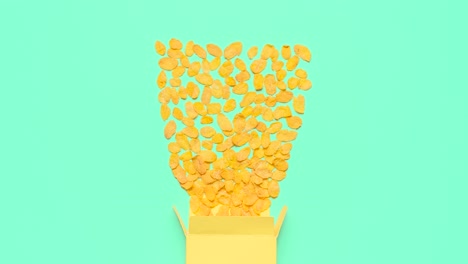 Stop-Motion-Animation-Mit-Cornflakes.-Draufsicht-Auf-Maisgetreide.