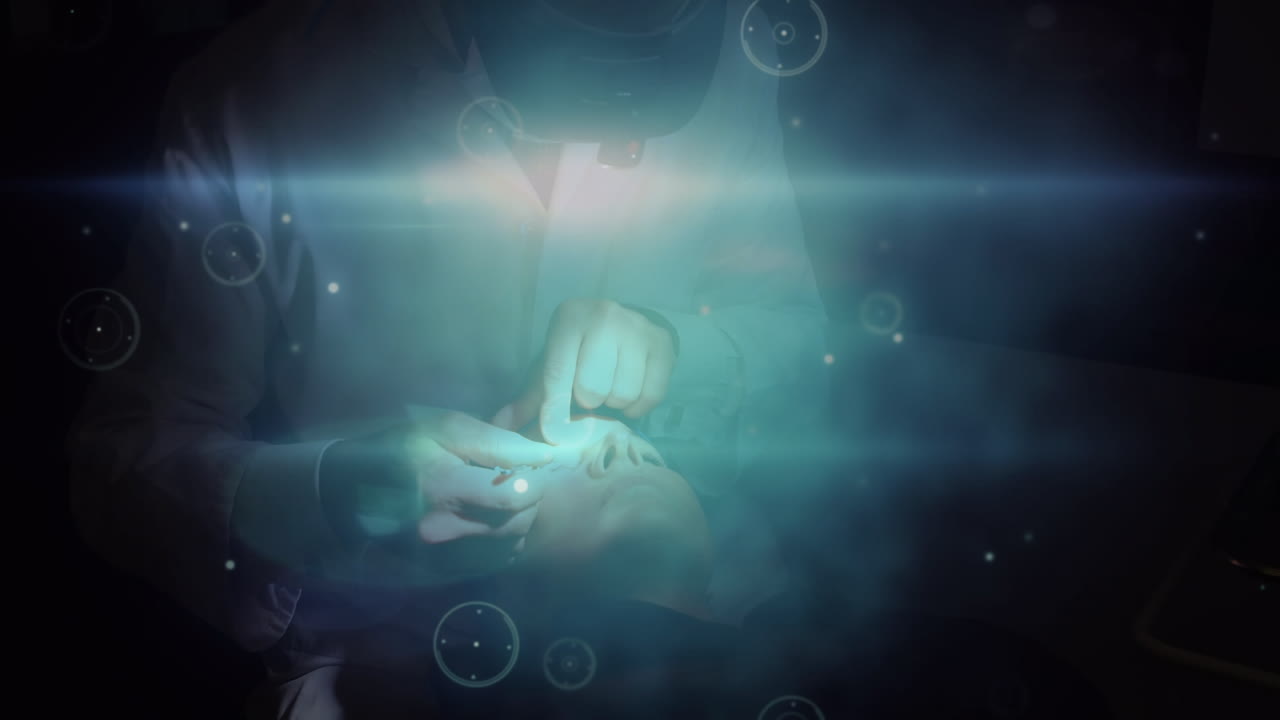 animación de la red de conexiones entre un oftalmólogo caucásico y una paciente