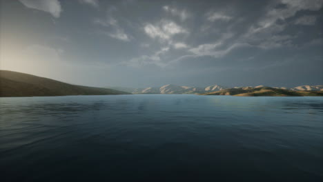 beautiful calm lake with sunset