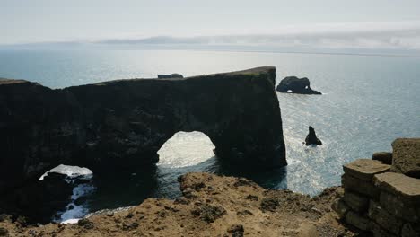 the viewpoint at the spectacular dyrhólaey in iceland on a sunny day