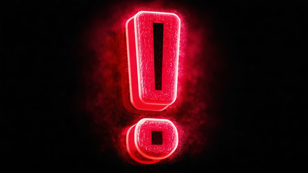 A Vibrant Red Exclamation Mark Blazing Against a Dark Background, Capturing Attention with Its Striking Glow and Eye-Catching Aesthetic