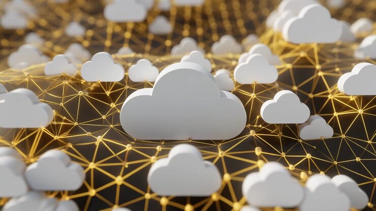 3D Cloud Computing Network Visualization with Floating Icons