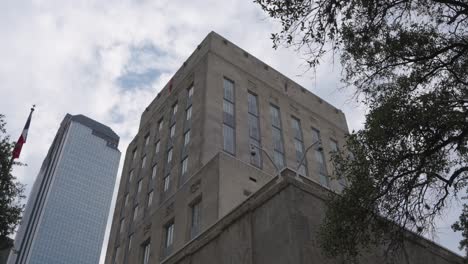 establishing shot of the houston city hall building-13