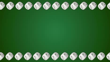 cubos de dados casino juego de azar marco de borde verde fondo