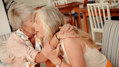 excited mature woman giving congratulations to friend