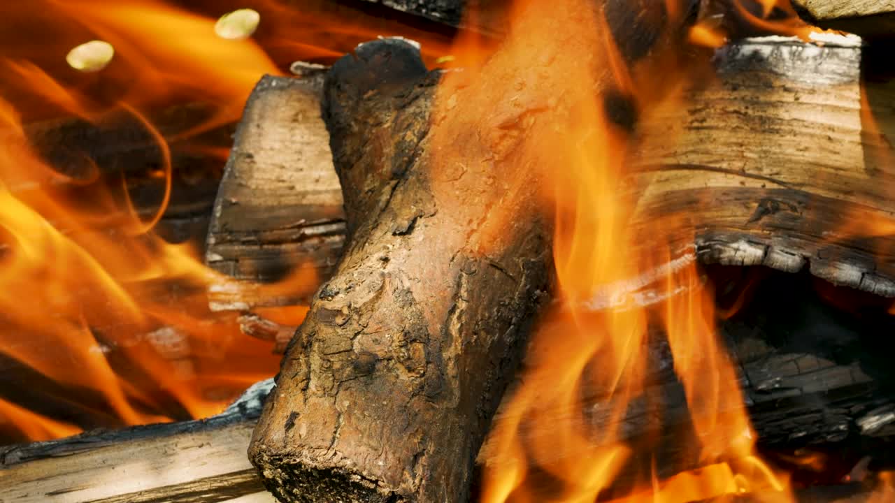 은 불. 나무에 불, 은 나무를 벽난로에서 태우는. 불의 불꽃.