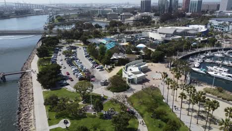 Aerial-view-of-American-flag-at-harbor-park