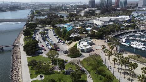 aerial view of american flag at harbor park