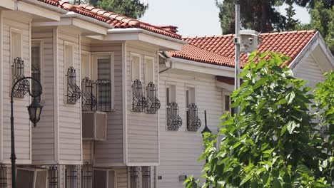 charming wooden houses in a european town