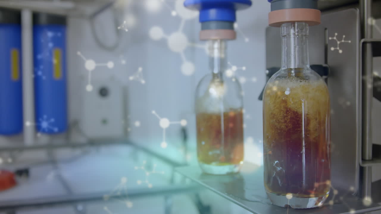 과학 실험실에서 분자의 애니메이션