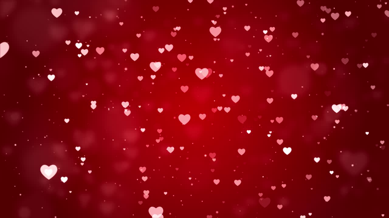 corazones rojos románticos bokeh fondo de bucle sin costuras animación 4k.