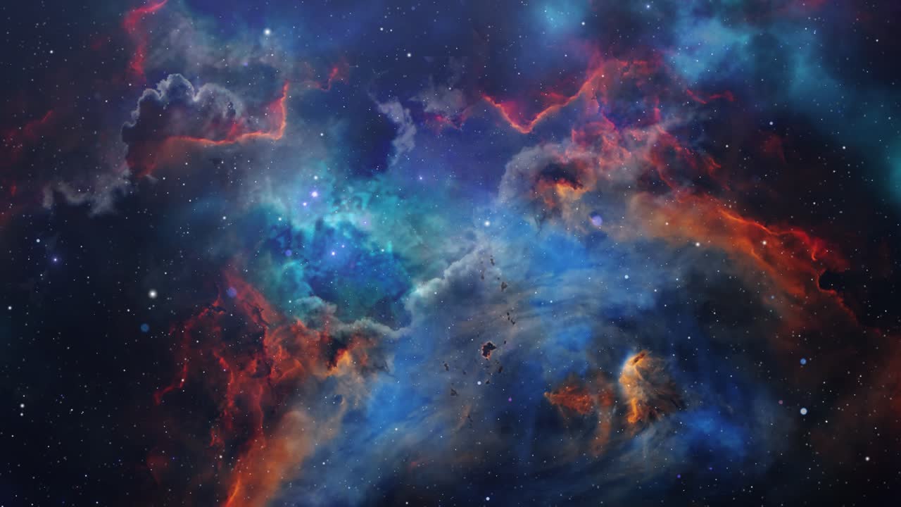 Space exploration into a nebulae in deep space , universe 4k