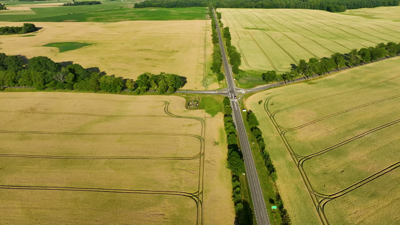 Aerial View of Agricultural Fields and Country Roads