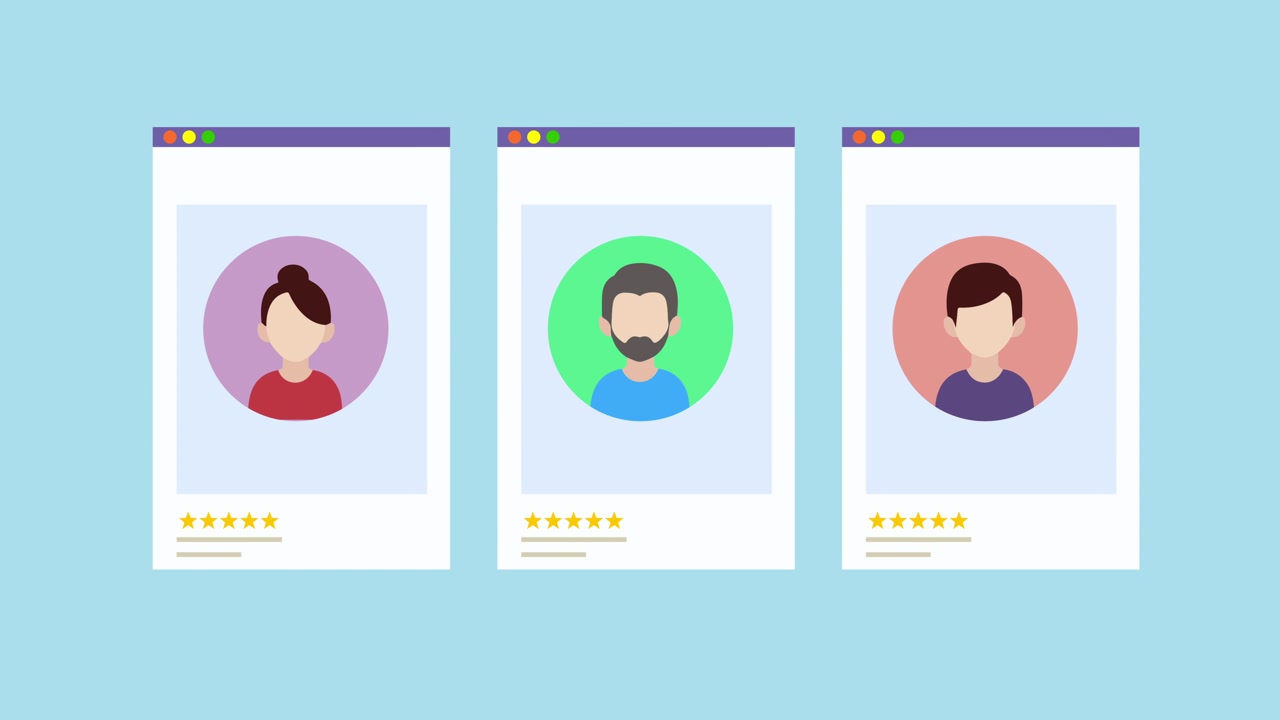 Animated User Profile Cards Appearing on Screen