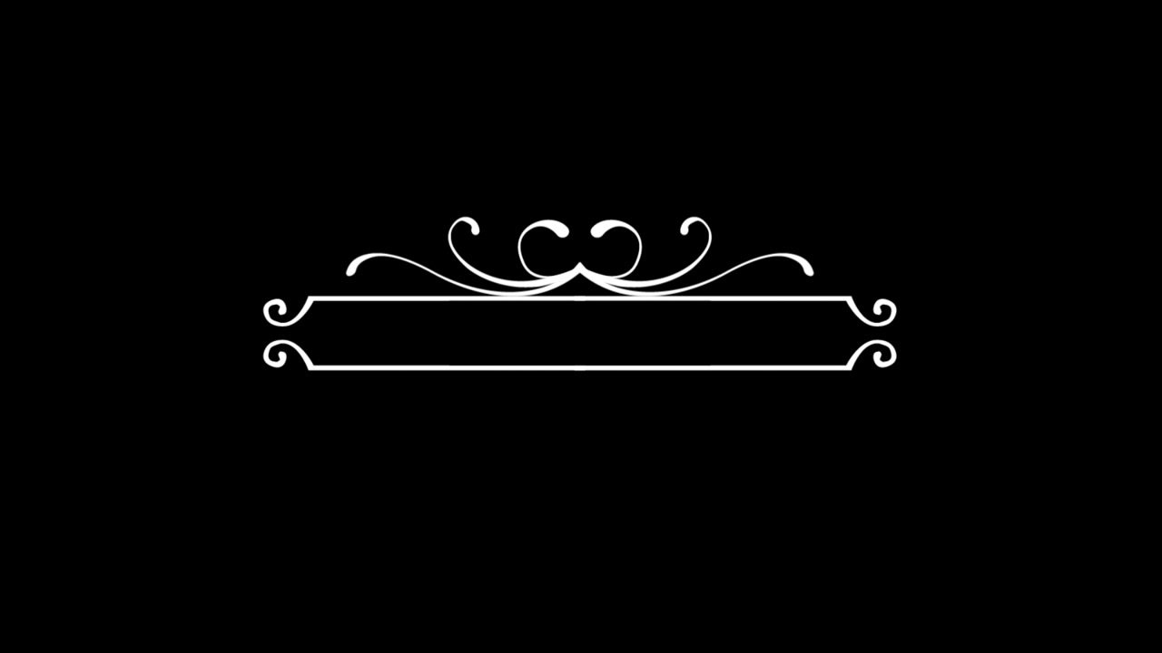 Cornice decorativa animata che si apre e si chiude su sfondo nero