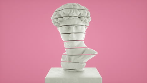 sliced vaporwave roman statue head