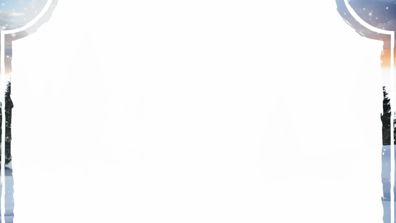 animación de tarjeta blanca con espacio de copia sobre el paisaje de invierno