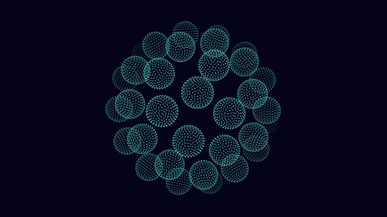 patrón circular en espiral verde de círculos verdes sobre un fondo negro