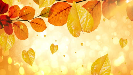 animation of leaves falling over autumn scenery