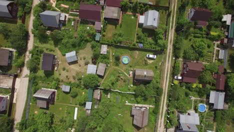 aerial shot of dacha community in russia