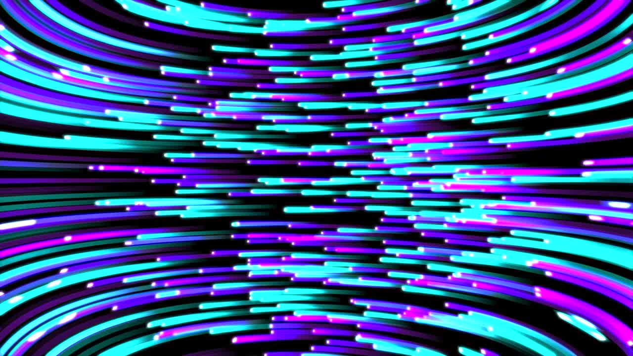 Colorful Glowing Neon Streak Ribons With Camera Movment Particles Relaxing Background 4K