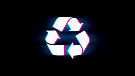 las flechas triangulares reciclan el símbolo en la animación vintage retro de glitch.