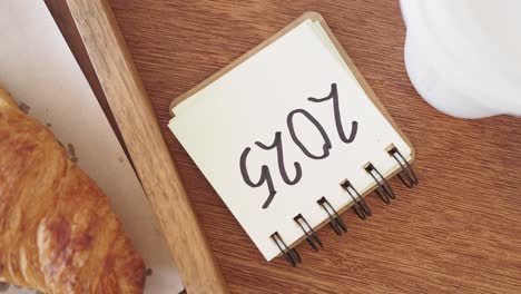 croissant and notepad with number 702