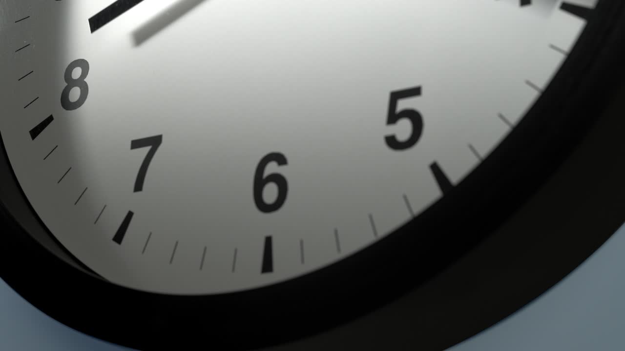 Clock Face on Light Blue Wall in Time Lapse