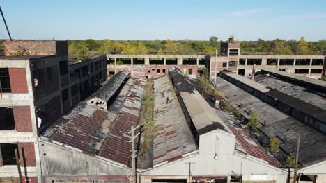 old packard plant in detroit, michigan, aerial drone view