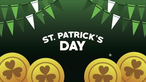 saint patricks day lettering with garlands and coins