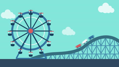 ferris wheel and a roller coaster