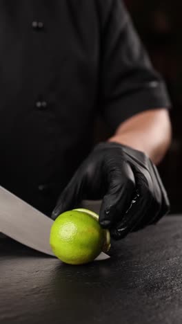 chef slicing a lime