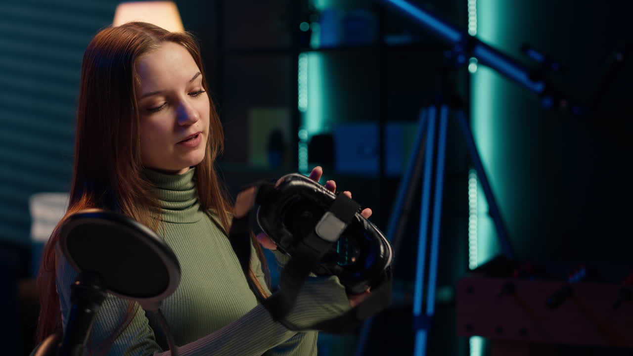 스폰서 콘텐츠를 촬영하는 기술 전문가, 새로 출시된 vr 안경