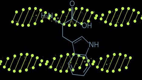 chemical structure and dna strands, molecular biology animation