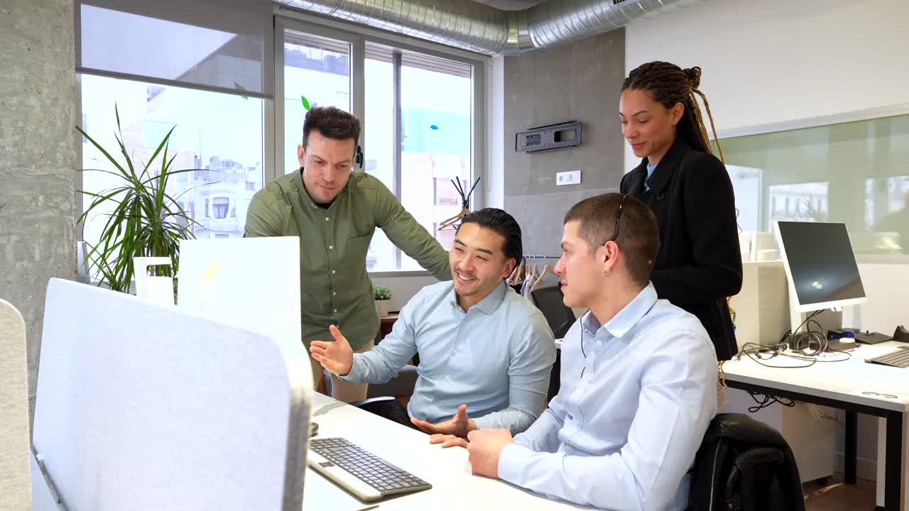 Business team collaborating in a modern office