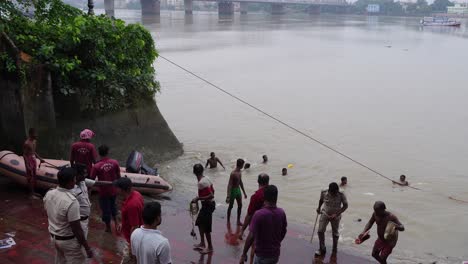 on the eve of durga puja, hindus gather at ganges for bathing and tarpan on mahalaya day.