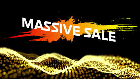 animación del texto de venta masiva sobre la malla amarilla