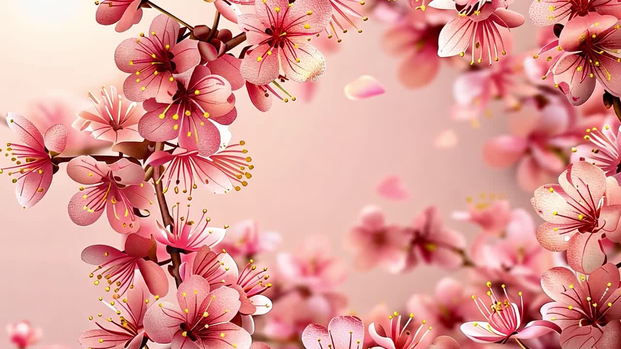 Pink Cherry Blossom Floral Background