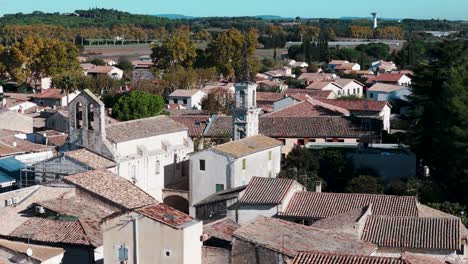 above the rooftops of valergues, occitanie region in southern france