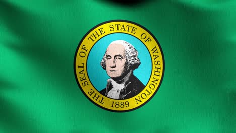 미국 워싱턴 주 발 (영어: washington state flag in the united states of america, usa) 은 바람에 날아다니는, 고립된, 공식적인 애국적 추상 디자인, 흔들리는 표지 기호의 3d 렌더링 일러스트레이션이다.