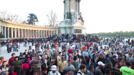 large crowd in a park plaza