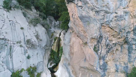 drone view of a crack in a cliff