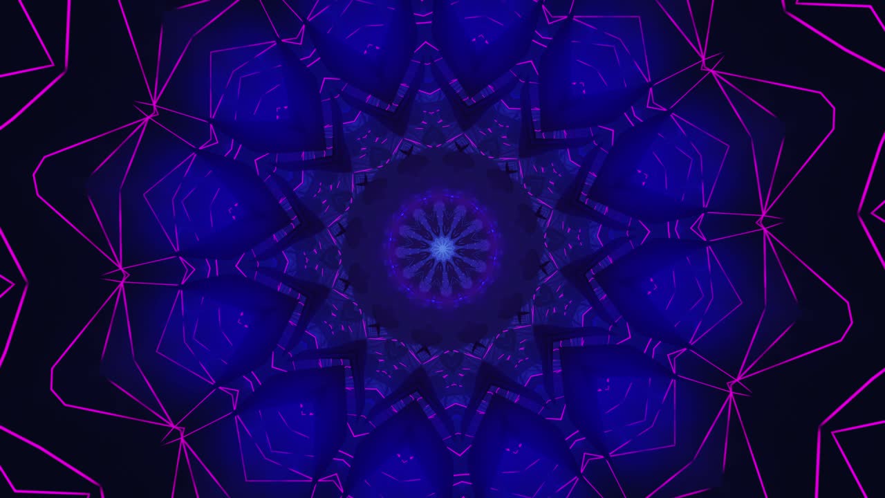 fondo abstracto azul y púrpura con estrella en el centro. ciclo caleidoscopio vj