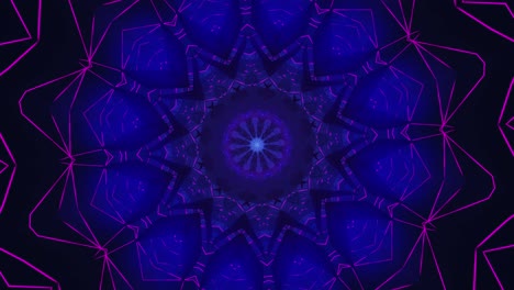 blue and purple abstract background with star in the center. kaleidoscope vj loop