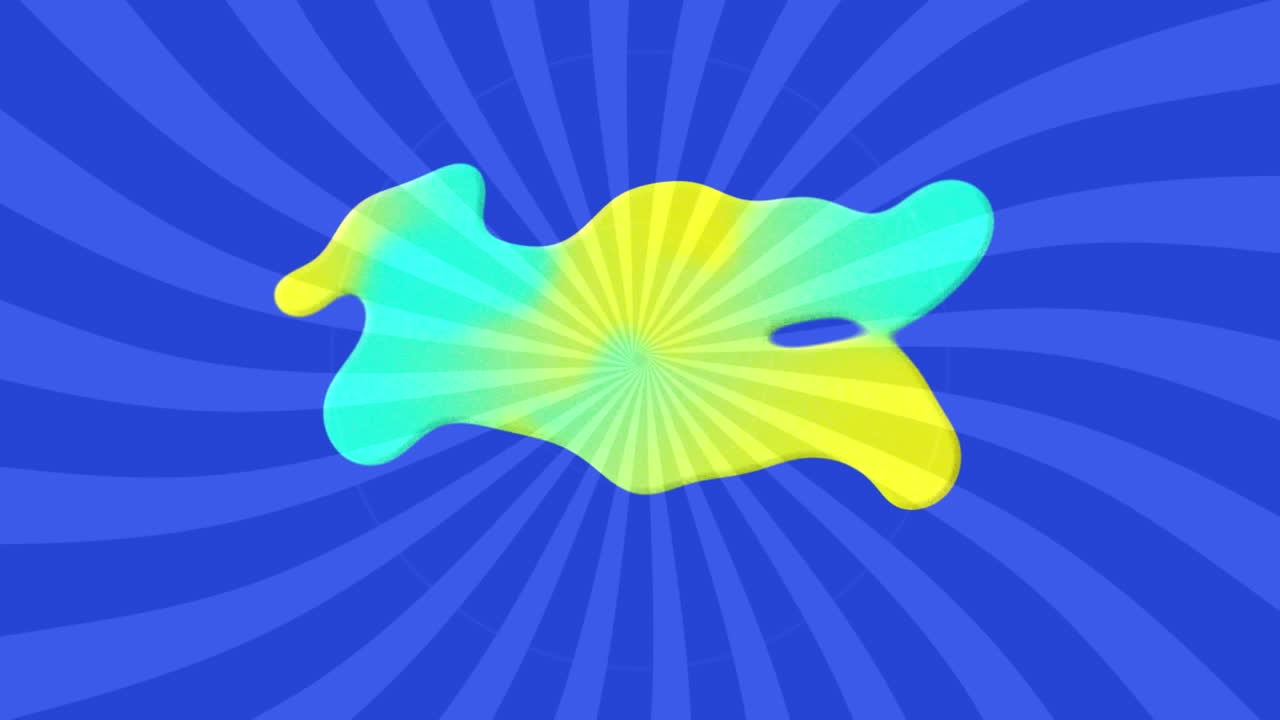 파란 바탕에 있는 선 위에 있는 초록색 모양의 애니메이션