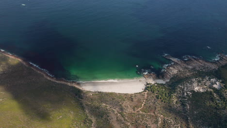 aerial panoramic view of sandy bay nude beach in llandudno, cape town, south africa